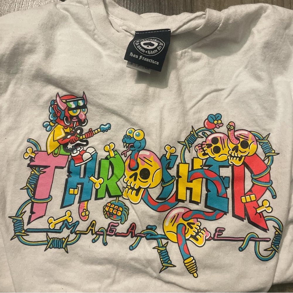 colorful thrasher t shirt